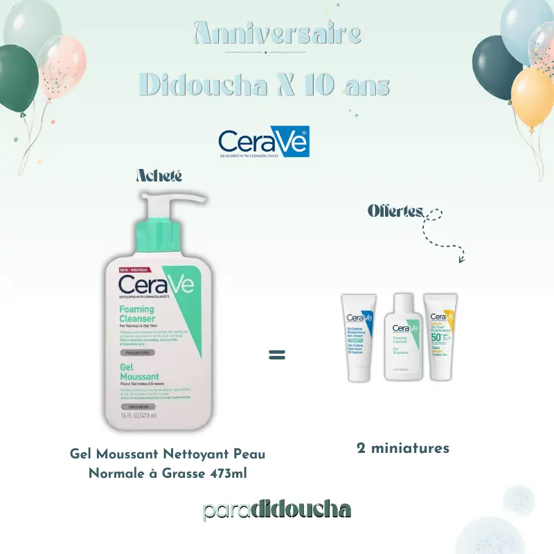 CERAVE Gel Moussant Nettoyant Peau Normale à Grasse 473ml