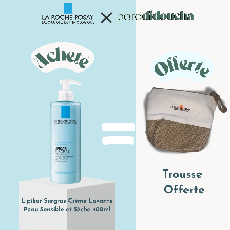 La Roche-Posay Lipikar Surgras Crème Lavante Peau Sensible et Sèche 400ml+ Trousse Offerte
