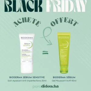 Photo du tube de Sébium Sensitive Soin Apaisant Bioderma 30ml à côté du tube de SÉBIUM Gel Moussant Actif 45ml OFFERT.