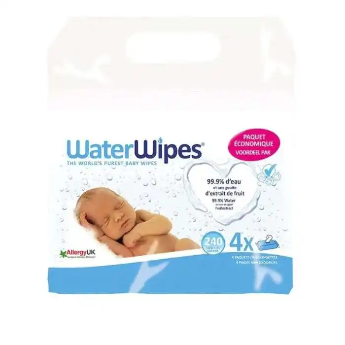 WATERWIPES PACK LINGETTES BEBE PACK DE 4 X 60 