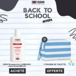 Photo des deux flacons de shampoing ISDIN : Lambdapil Anti-chute 200ml et Daylisdin Usage Fréquent 100ml format voyage OFFERT.
