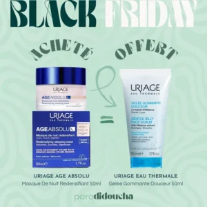 Photo du pot de Masque De Nuit Redensifiant Uriage AGE LIFT 50ml à côté du tube de Gelée Gommante Douceur Uriage 50ml OFFERTE.
