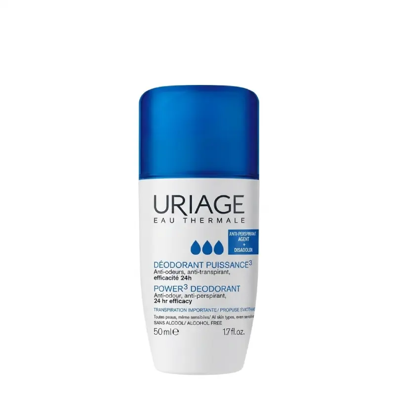 Uriage Déodorant Puissance 3 Anti-Odeurs Anti-Transpirant 24h Roll-On Bille – 50ml