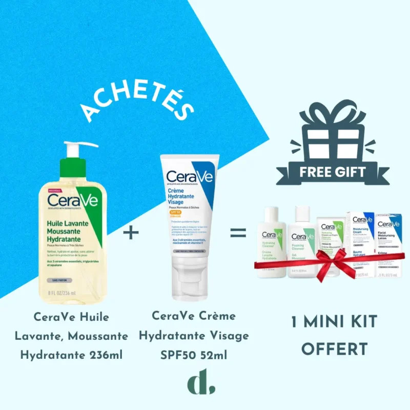 Cerave Kit CeraVe Offre Huile Hydratante 236 ml + Crème Hydratante Visage SPF50 ...