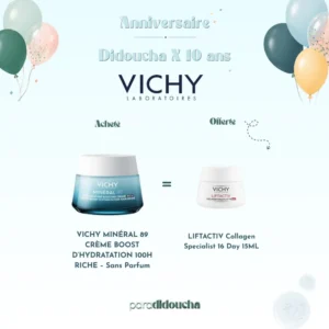 VICHY MINÉRAL 89 CRÈME BOOST D'HYDRATATION 100H RICHE - Sans Parfum + LIFTACTIV Collagen Specialist 16 Day 15ML – Image 1
