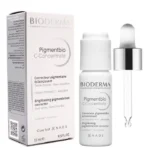 Photo du flacon de sérum Bioderma PIGMENTBIO C-Concentrate 15ml à côté du tube de SÉBIUM Gel Moussant Actif 45ml OFFERT.