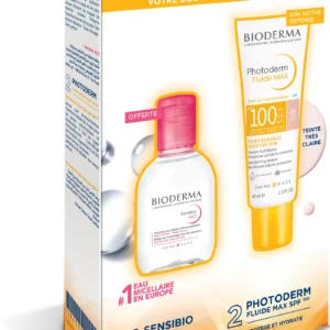 Coffret Bioderma Photoderm MAX Fluide SPF100 Teinte Très Claire 40ml +Sensibio H2O 100ml – Image 1