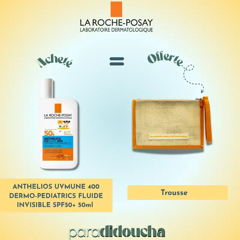 LA ROCHE POSAY ANTHELIOS UVMUNE 400 DERMO-PEDIATRICS FLUIDE INVISIBLE SANS PARFUM SPF50+ 50ml (à partir de 3 ans) + Trousse Offerte