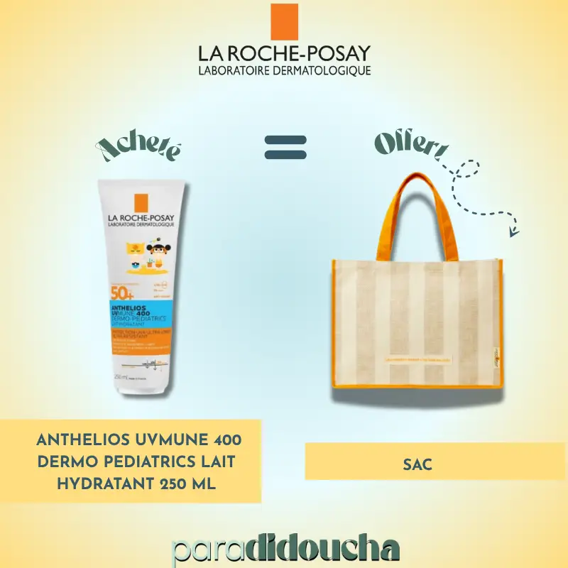 LA ROCHE POSAY ANTHELIOS UVMUNE 400 DERMO PEDIATRICS LAIT HYDRATANT 250 ML (à partir de 3 ans) + Sac Offert