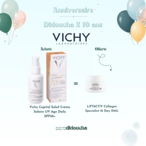 Vichy Capital Soleil Crème Solaire UV Age Daily SPF50+ | + LIFTACTIV Collagen Specialist 16 Day 15ML – Image 1