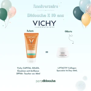 Vichy CAPITAL SOLEIL Émulsion anti-brillance SPF50+ LIFTACTIV Collagen Specialist 16 Day 15ML – Image 1