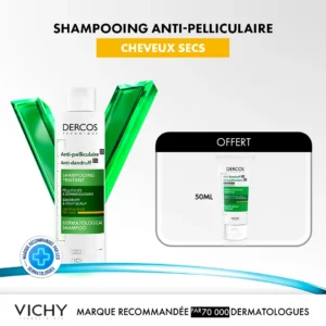Vichy Dercos Shampooing Anti-Pelliculaire DS Cheveux Secs 200ml + Mini Shampooing Offert – Image 1