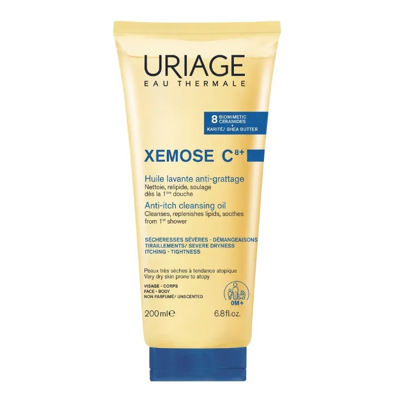 Uriage Xémose C8+ Huile Lavante Anti-Grattage 200 ml soin nettoyant apaisant pour peaux sèches et atopiques