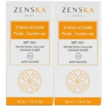 ZENSKA Écran Solaire Fluide Toucher Sec – 50ml (Pack de 2)