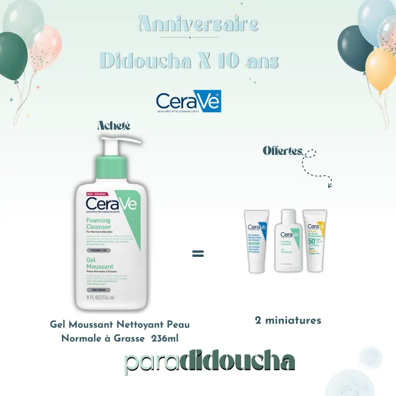 CERAVE Gel Moussant Nettoyant Peau Normale à Grasse 236ml