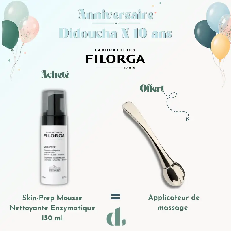Filorga Huile Démaquillante Perfectrice 150 ml avec applicateur de massage offert offre anniversaire Didoucha 10 ans en Parapharmacie