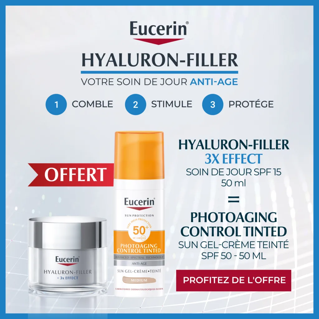 EUCERIN HYALURON-FILLER Soin de Jour Peau Sèche SPF 15 = Photoaging Control Teinté Spf 50-50ml OFFERT