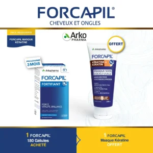 Forcapil Fortifiant 180 gélules + Masque Kératine Offert