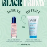 Photo du flacon de Sérum AGE ABSOLU Micro Redensifiant Uriage 30ml à côté du tube de Gelée Gommante Douceur Uriage 50ml OFFERTE.