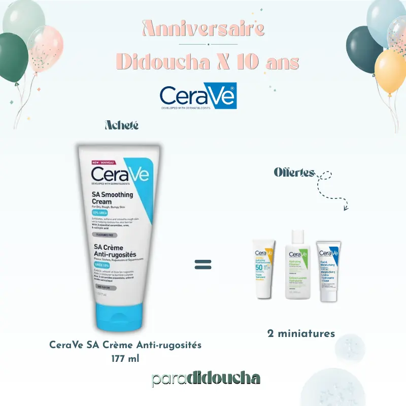 CeraVe SA Crème Anti-rugosités 177 ml +2 miniatures Offertes
