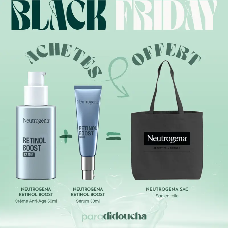 Neutrogena Retinol Boost – Crème Anti-Âge 50 ml + Sérum 30ml Avec Sac OFFERT