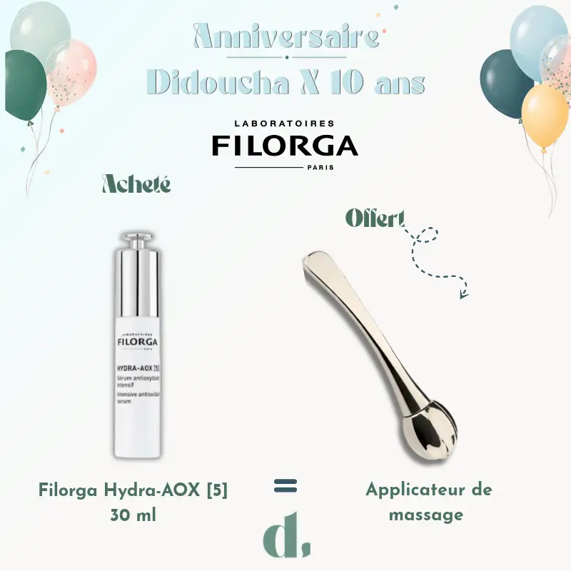 Filorga Hydra-AOX [5] sérum antioxydant intensif 30 ml avec applicateur de massage offert offre anniversaire Didoucha 10 ans en Parapharmacie