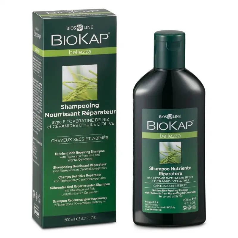 Biokap Bellezza Shampoing Nourrissant & Réparateur 200 ml – Cheveux Secs, Abîmés ou Cassants | Efficace