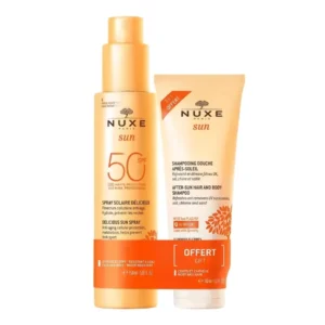 NUXE SUN SPRAY FONDANT SPF 50 – Spray Délicieux 150ml + Shampooing Douche 100ml Offert