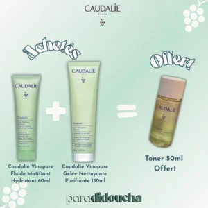 Caudalie Vinopure Fluide Matifiant Hydratant 60ml+Gelée Nettoyante Purifiante 150ml=(Toner 50ml Offert)