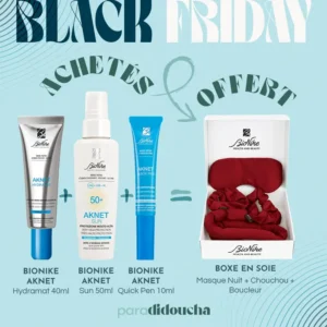 Bionike Aknet Hydramat 40ml + Solaire 50ml + Quick Pen 10ml = Boxe En Soie OFFERT