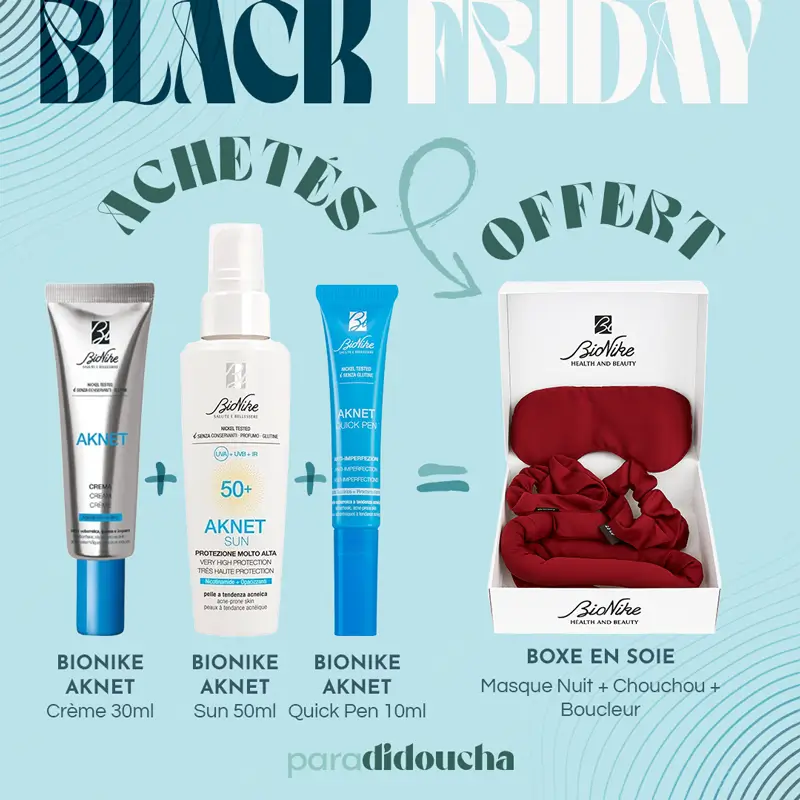 Bionike Aknet Crème 30ml + Solaire 50ml + Quick Pen 10ml = Boxe En Soie OFFERT