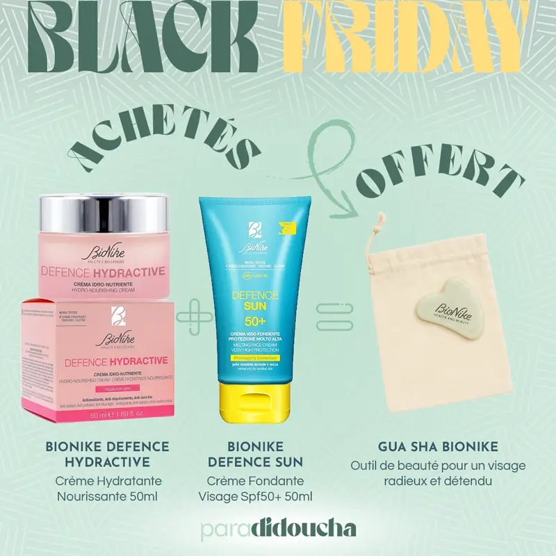 Bionike Defence Hydractive Crème Nourrissante 50ml + Solaire SPF 50+ 50ml = Gua Sha OFFERT