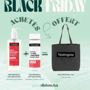 Neutrogena Anti-Boutons+ Gel Nettoyant 200ml + Exfoliant Liquide 125ml = Sac OFFERT
