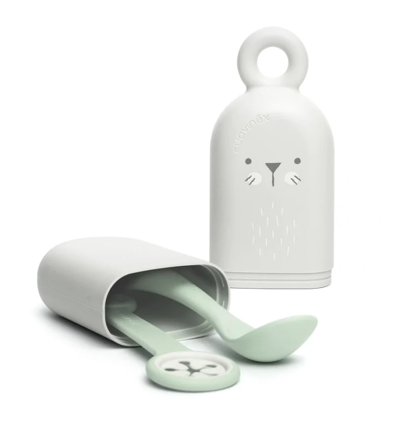 SUAVINEX Set Repas Nomade Porte-Cuillère + Cuillère + Attache Bavoir Ultra-Complet-bleu-paradidoucha