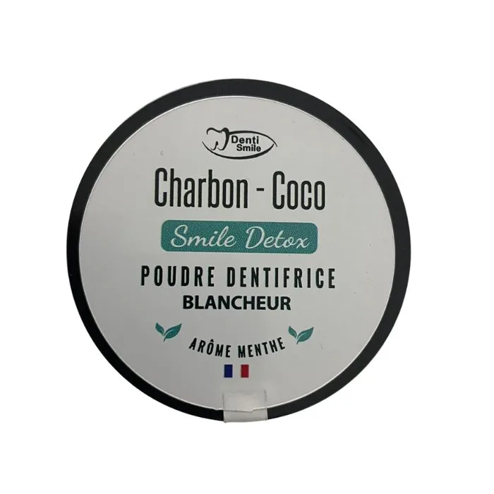 Charbon Dentaire Blancheur Denti Smile 10g - Poudre naturelle au charbon actif et coco pour des dents blanches