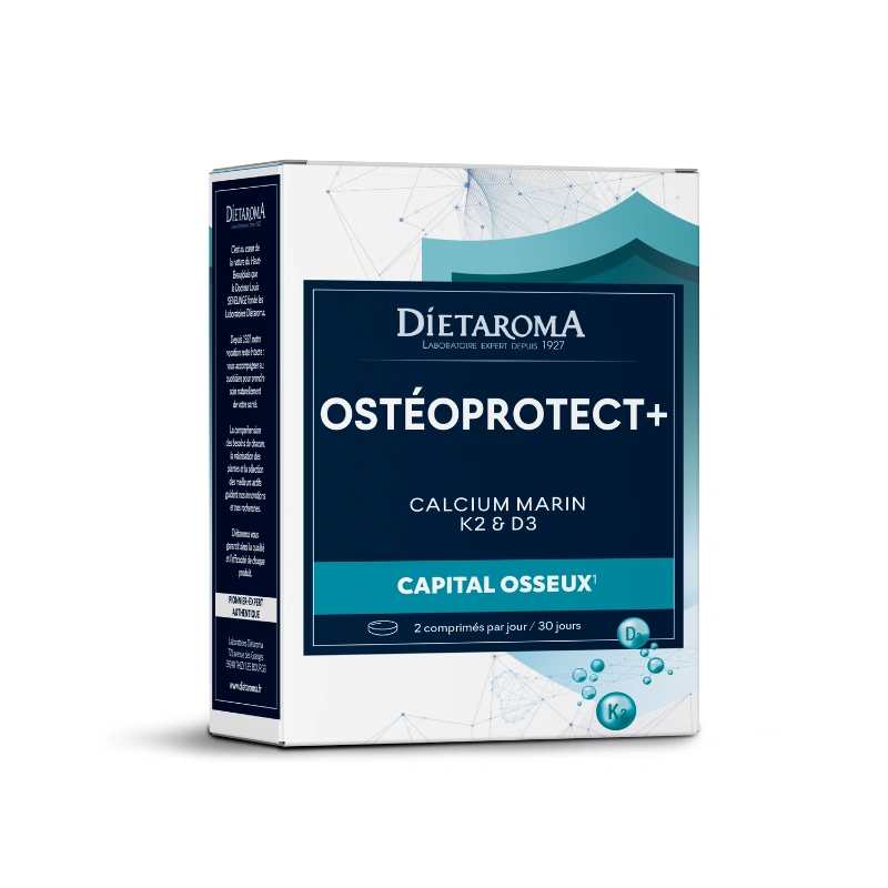 Calcium Marin Dietaroma Ostéoprotect - Complément vegan K2 D3 pour maintien d'une ossature normale