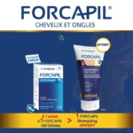 Forcapil Cheveux et Ongles Pack 180 Gélules + Shampoing 200ml - Complexe Kératine Zinc Vitamines B pour force et brillance