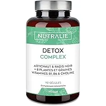 Cure Détox Foie Nutralie 90 capsules - Complexe purifiant à l'Artichaut, Radis Noir et Choline pour le métabolisme