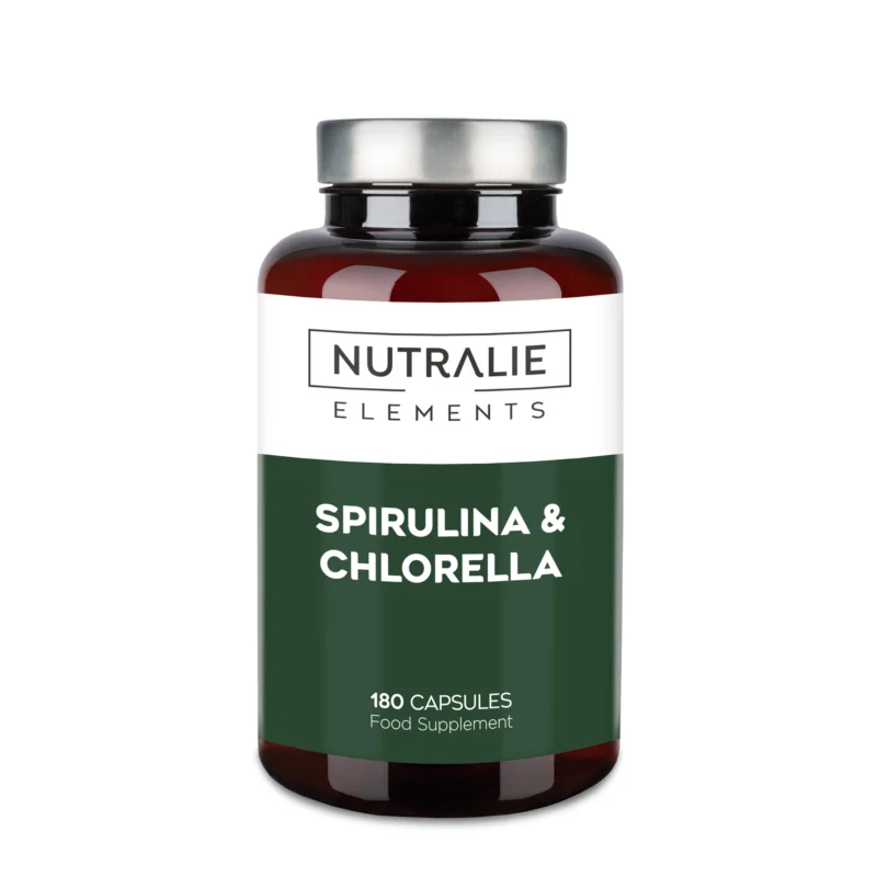 Spiruline et Chlorelle Bio Nutralie 180 capsules - Complément détox et vitalité riche en protéines et minéraux.