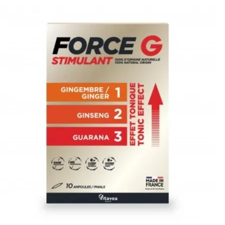 Ampoules Stimulantes Énergie Vitavea Force G au Ginseng et Gingembre pour la fatigue