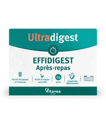 Digestion Après-Repas Vitavea Effidigest 24 comprimés effervescents aux enzymes et probiotiques