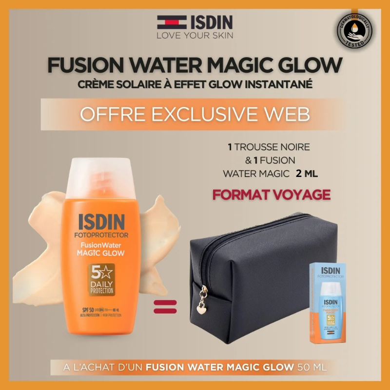 Écran Solaire Effet Glow ISDIN Fusion Water Magic Glow SPF50 pour un teint éclatant et protégé