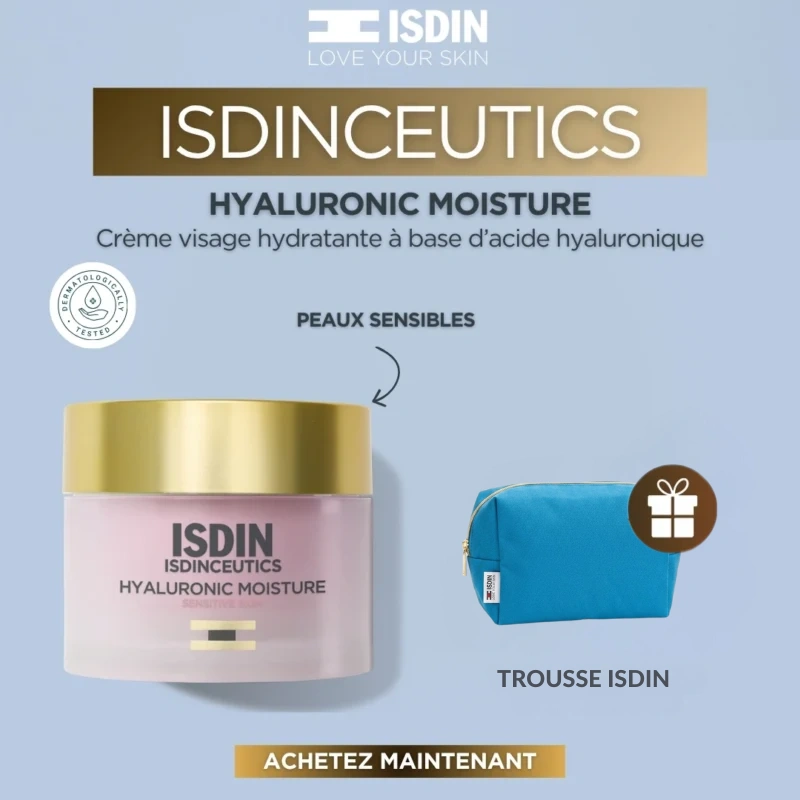 Crème Hydratante Peau Sensible ISDIN Isdinceutics Hyaluronic Moisture pour apaiser les rougeurs