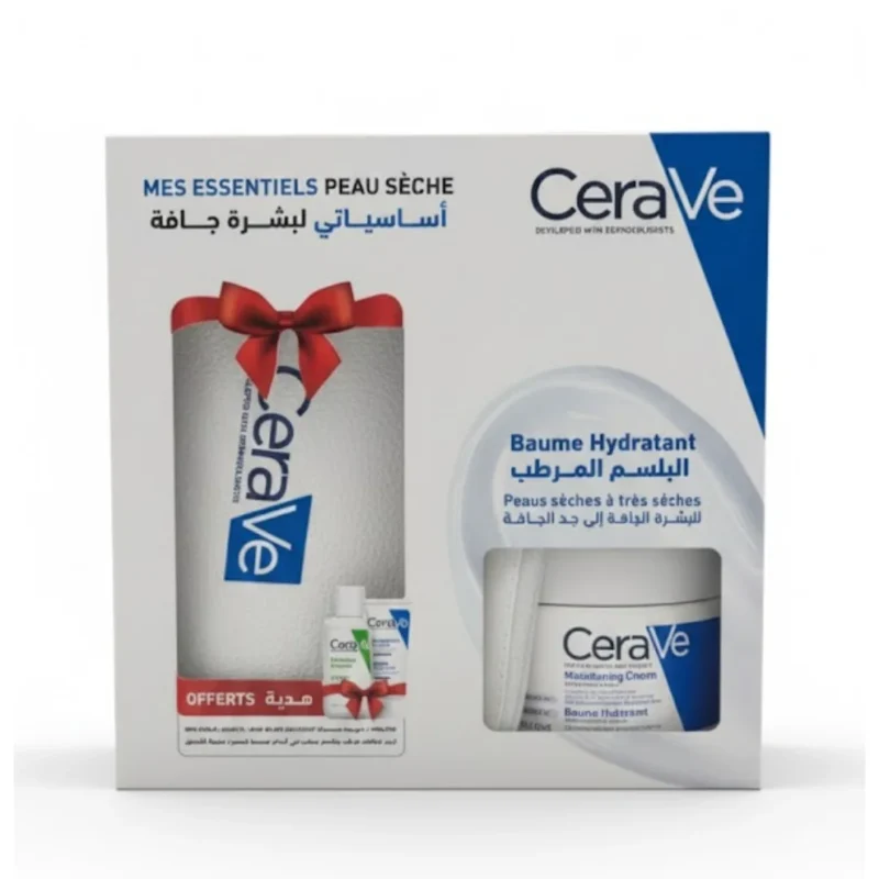cerave-kit-baume-hydratant-peau-seche-340g Baume Hydratant Peau Sèche CeraVe kit avec baume 340g et formats voyage offerts