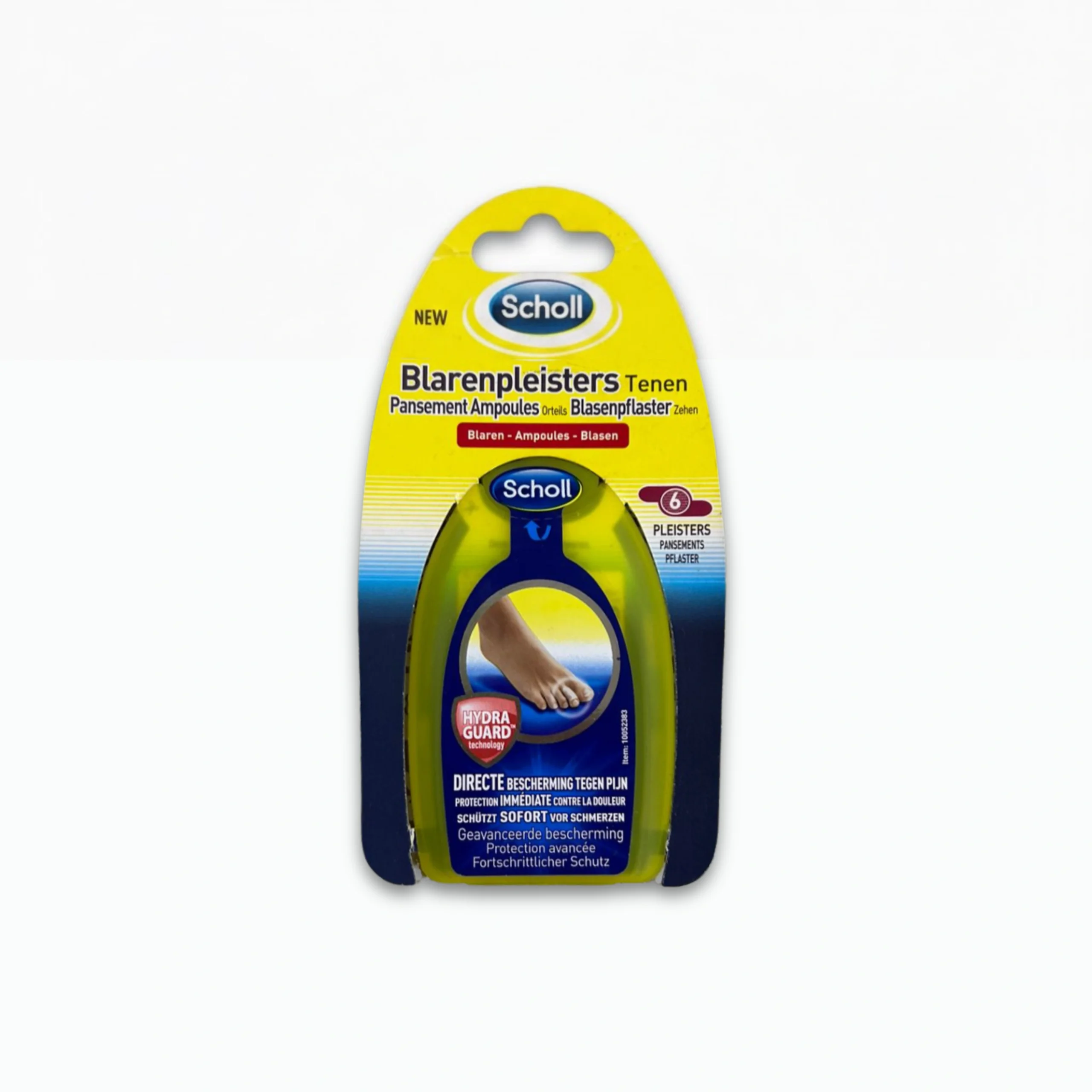 Boîte de Pansements Ampoules Orteils Scholl pour ampoules sur les orteils avec technologie Hydra-Guard, format de 6 unités.