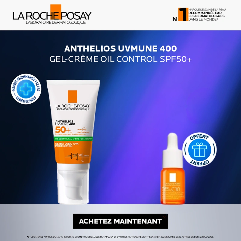 Fluide Écran Solaire Matifiant La Roche-Posay Anthelios UVMUNE 400 Oil Control pour peaux mixtes à grasses.