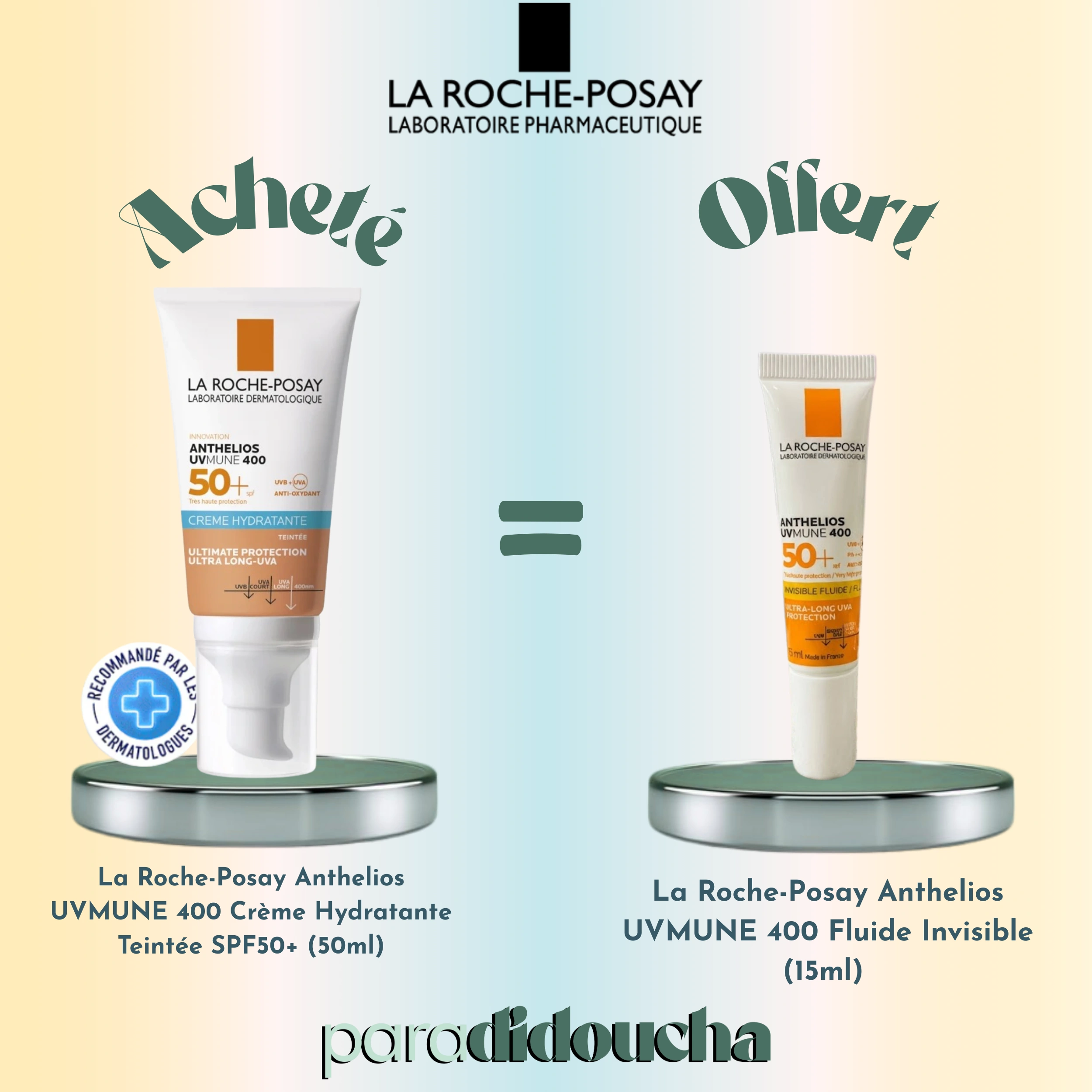 Crème solaire hydratante La Roche-Posay Anthelios UVMUNE 400 SPF50+ pour peaux sensibles et intolérantes.