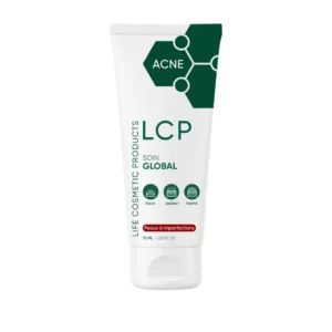 Tube de LCP Acne Soin Global 75ml, traitement complet pour peaux acnéiques et grasses.