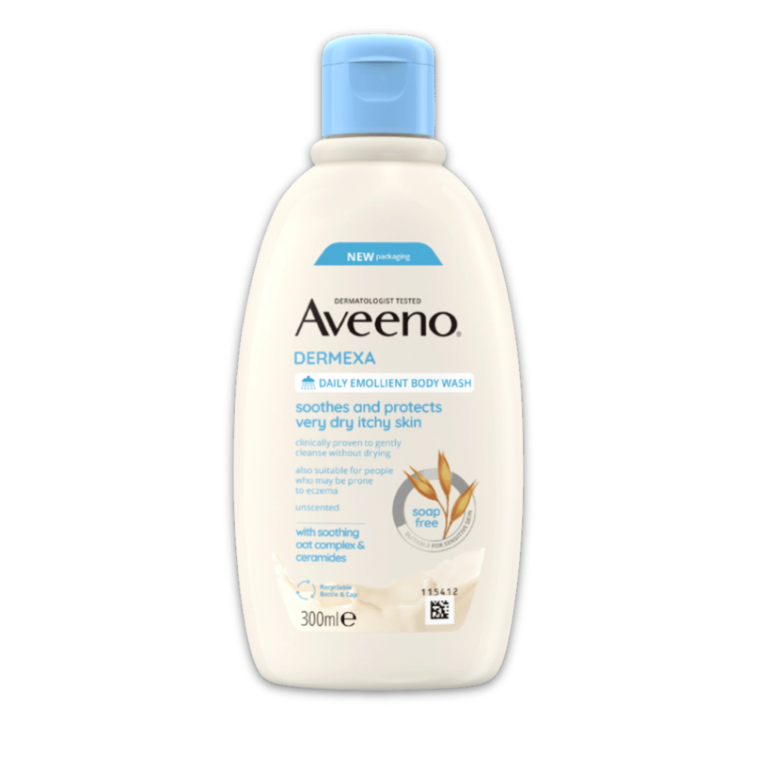 Gel Lavant Émollient Aveeno Dermexa pour peaux très sèches et sujettes à l'eczéma.