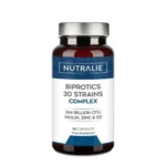 Flacon de Nutralie Biprotics 30 Strains Complex 132 milliards d'UFC pour l'équilibre de la flore intestinale.
